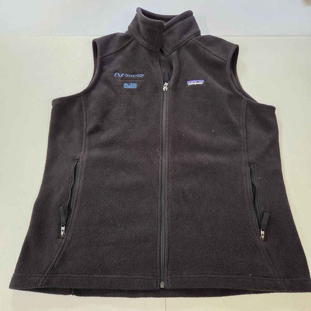 Patagonia Synchilla Fleece Vest Mens XL Black Full Zip Avantor NuSil Logo